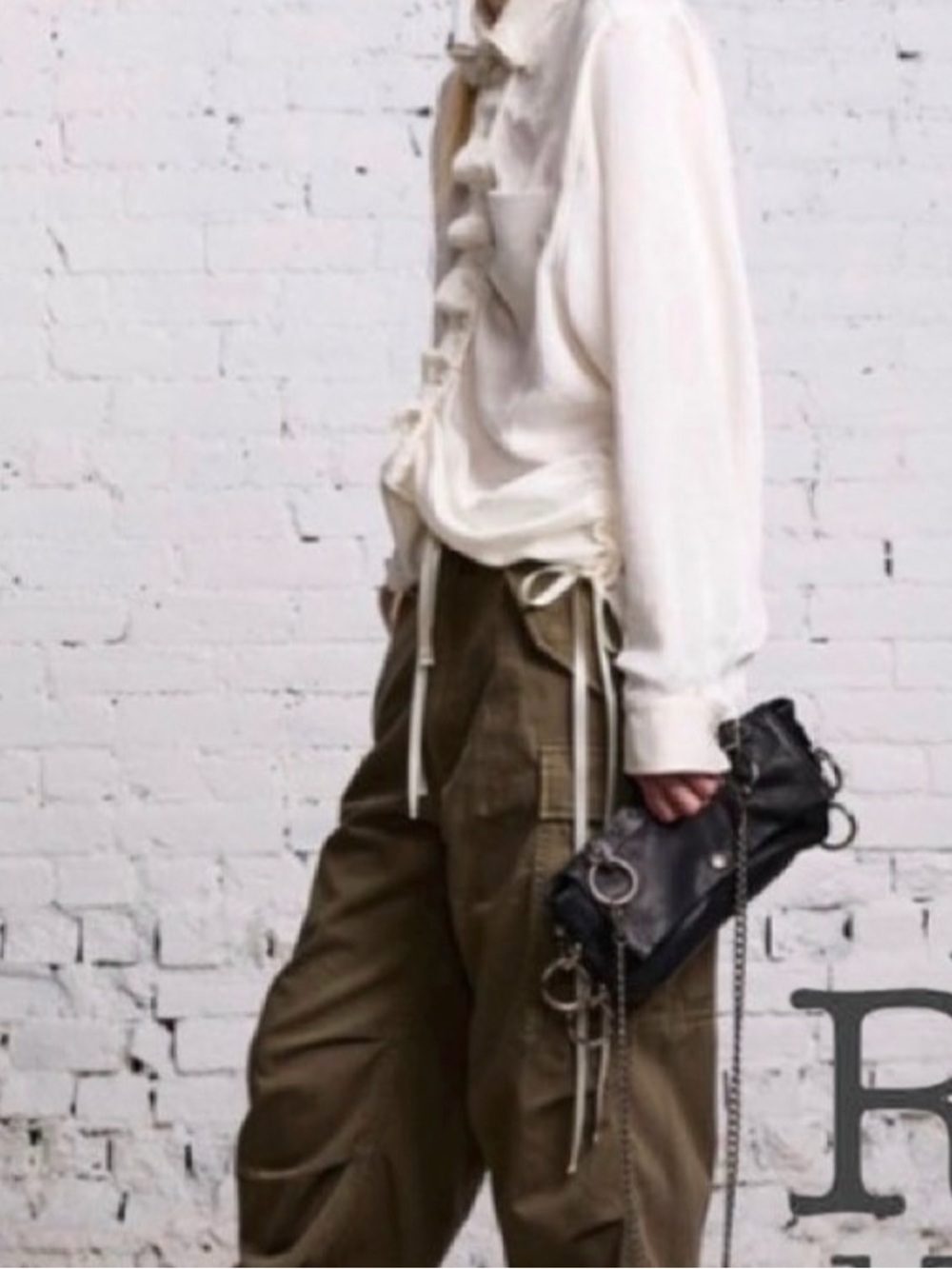 R13 Shirred Boyfriend Shirt // White